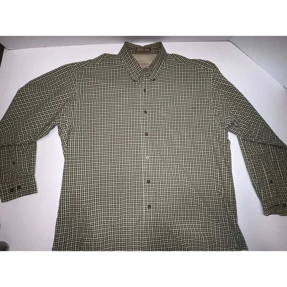2 Mens Haggar Generations Red & Green Plaid‎ Button Down Shirt XL Classic Fit